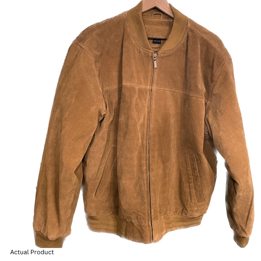 Vintage Leather - Masculine Suede Bomber Jacket Lg